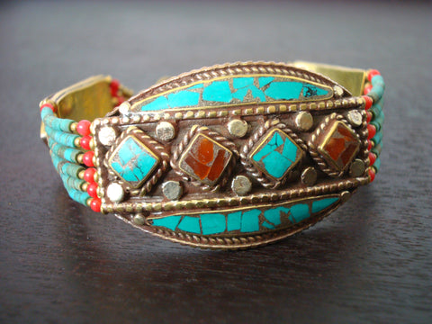 Tibetan Turquoise Diamond Bracelet