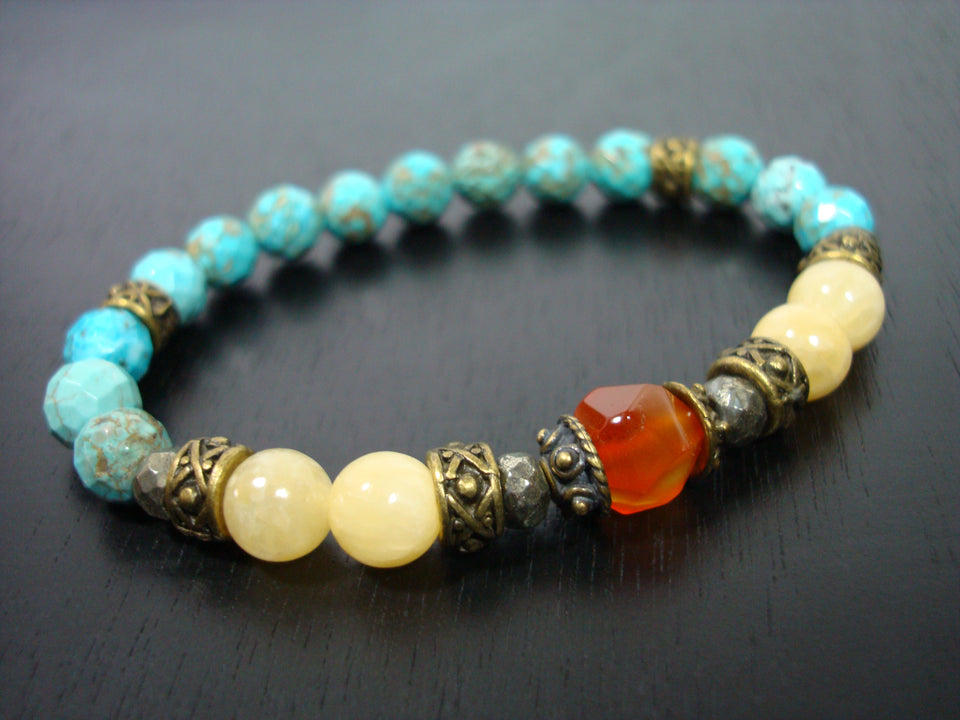 Women's Carnelian & Turquoise Balancing Mala Bracelet