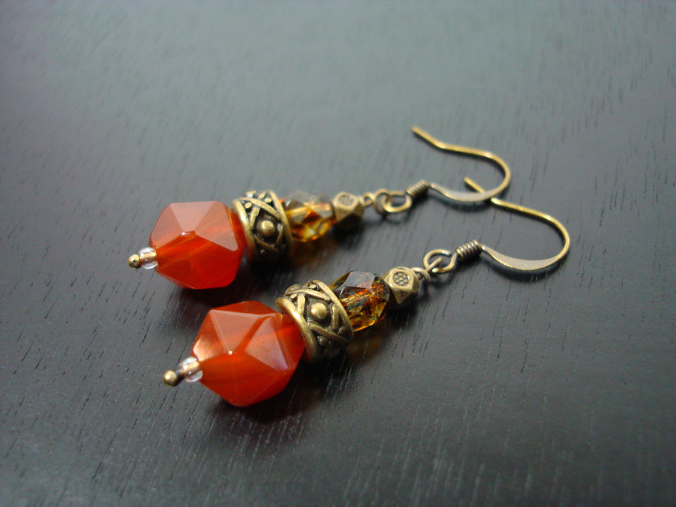 Women's Star Cut Carnelian Earrings