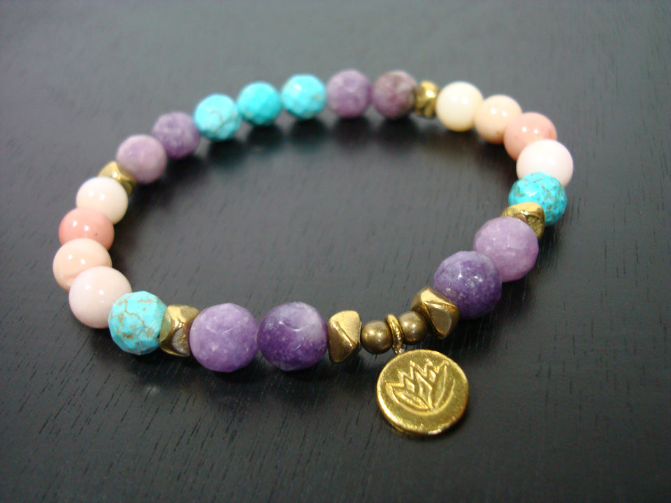 Women's Lepidolite No Worries Mala Bracelet