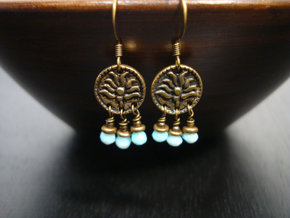 Women's Blue Peruvian Opal Lotus Earrings