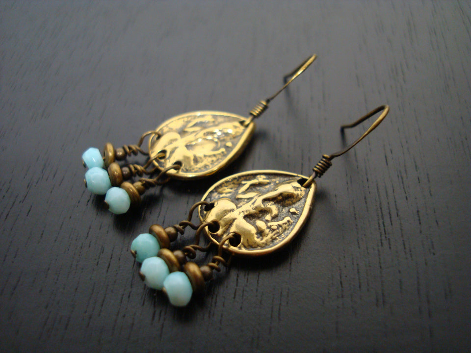 Women's Blue Peruvian Opal Ganesha Earrings