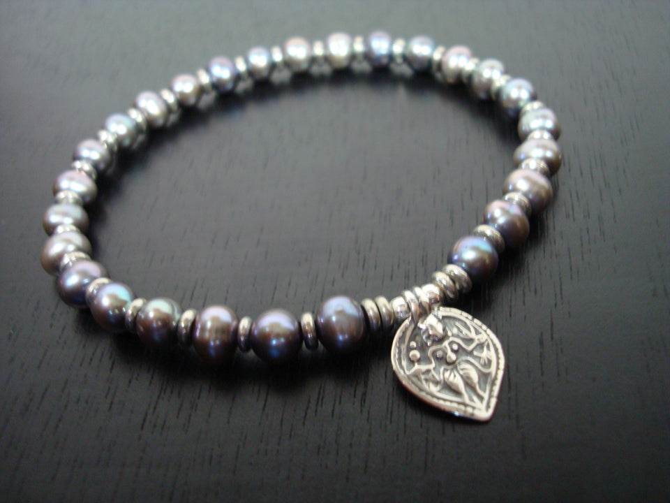 Women's Violet Pearl Shiva Crown Chakra Mala Bracelet