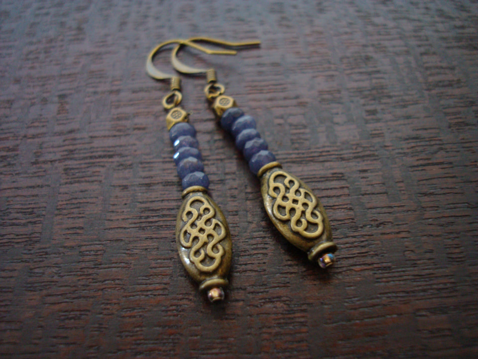 Women's Indian Sapphire Dangle Earrings