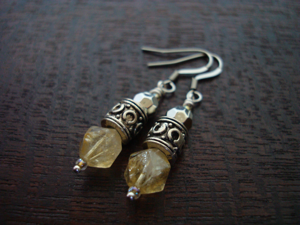 Star Cut Citrine Earrings
