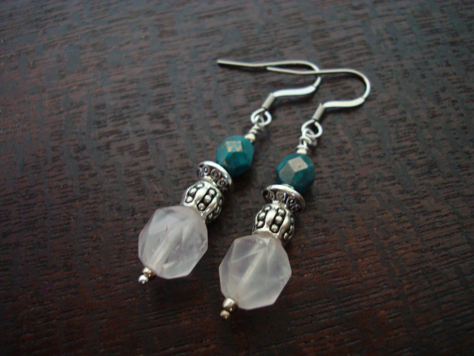 Star Rose Quartz Earrings