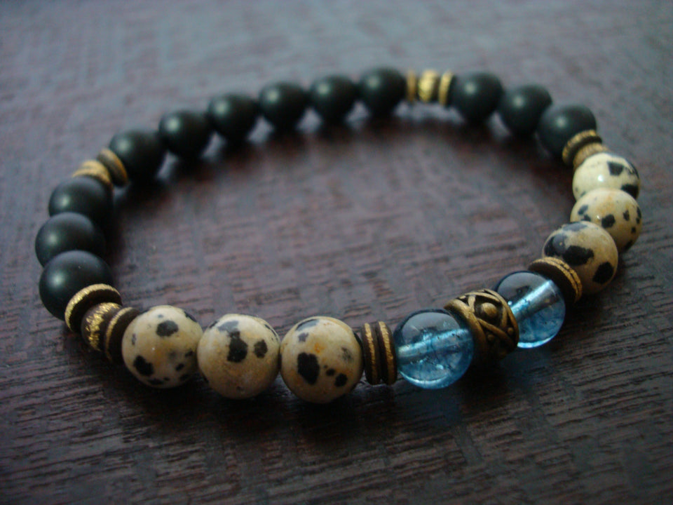 Men's Balancing Blue Quartz Mala Bracelet