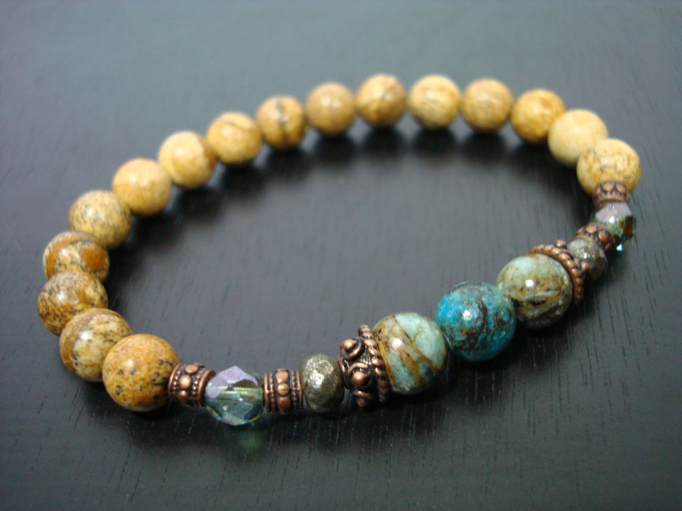 Women's Peruvian Blue Green Opal Renewal Mala Bracelet