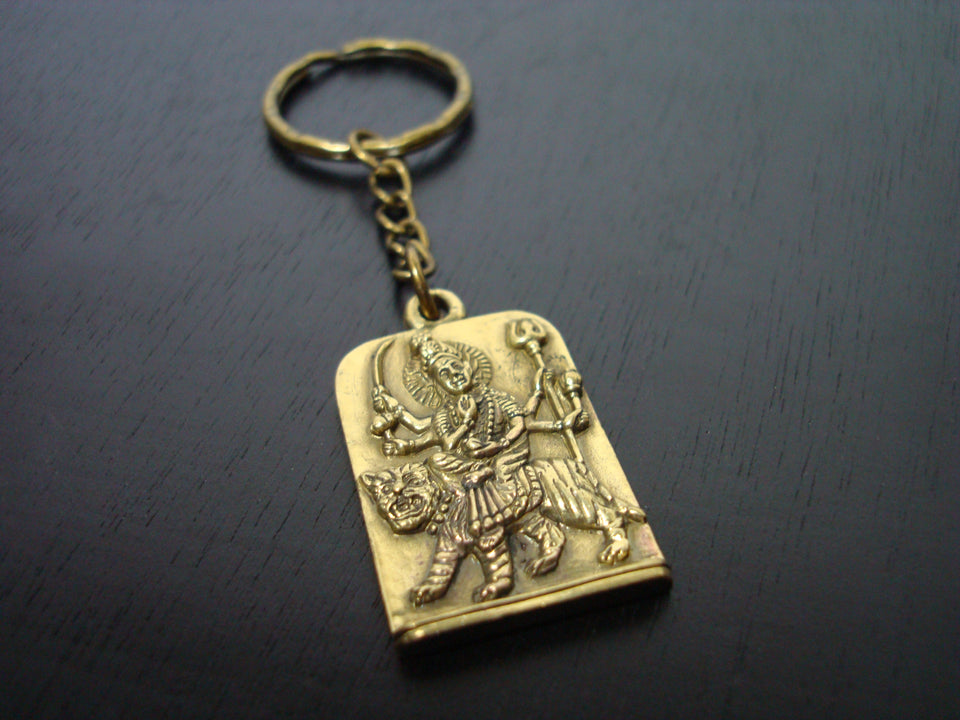 Golden Durga Om Key Chain