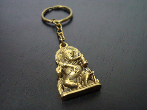 Golden Dancing Ganesha Key Chain