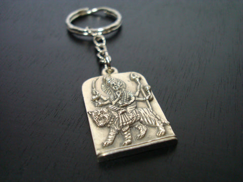 Silver Durga Om Key Chain