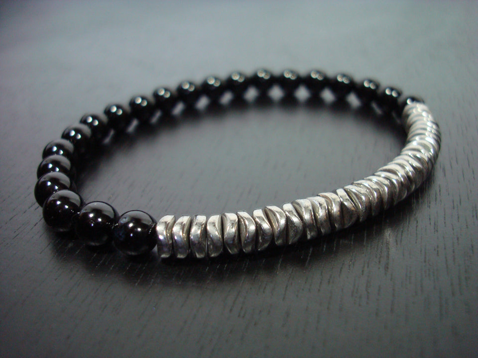 Women's Basic Onyx & Hematite Mala Bracelet