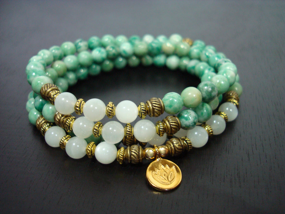 Women's China Jade & Moonstone Prosperity Mala