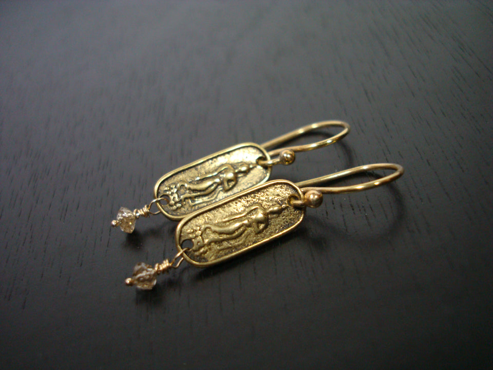 Women's Champagne Diamond Buddha Earrings