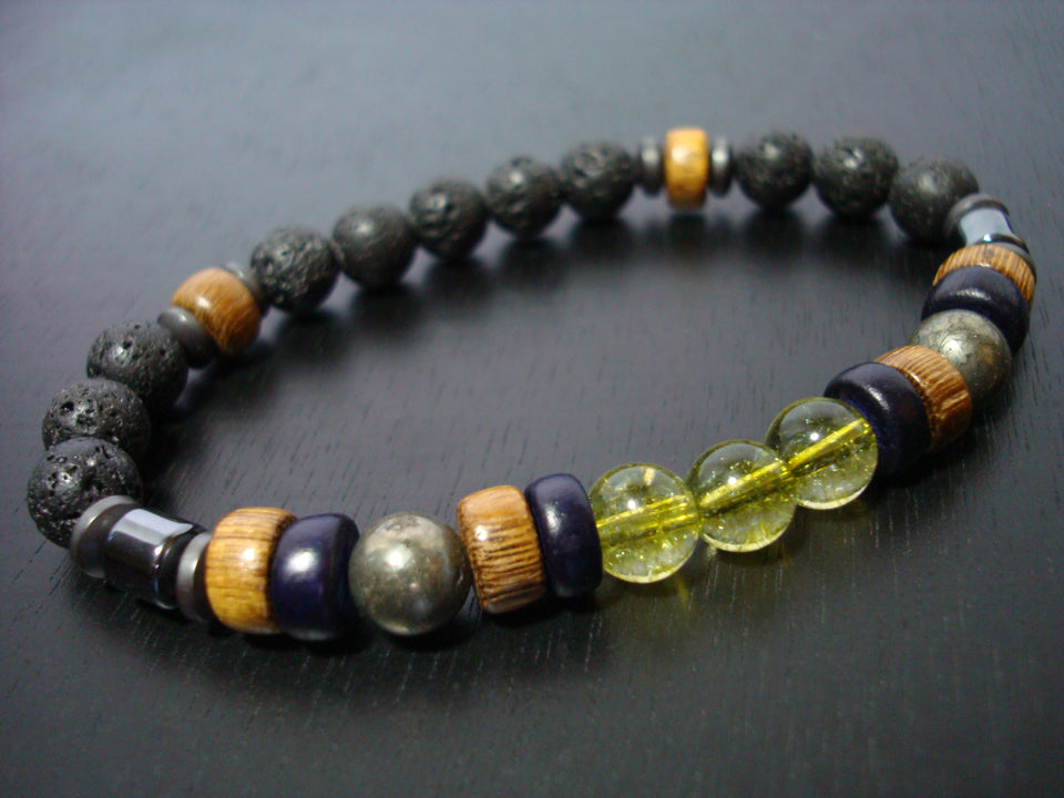 Men's ECO Peridot & Pyrite Mala Bracelet