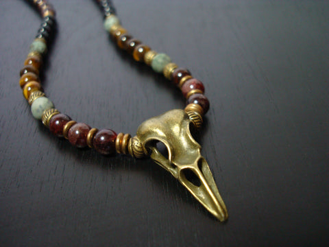 Men's Raven Skull Impermanence Mala