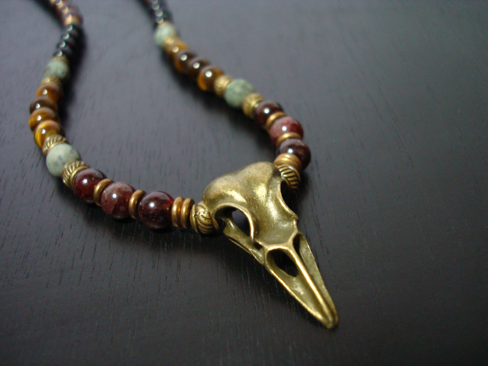 Men's Raven Skull Impermanence Mala