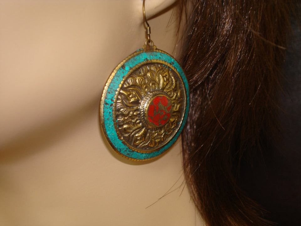 Clearance - Gold Color Tibetan Mandala Earrings