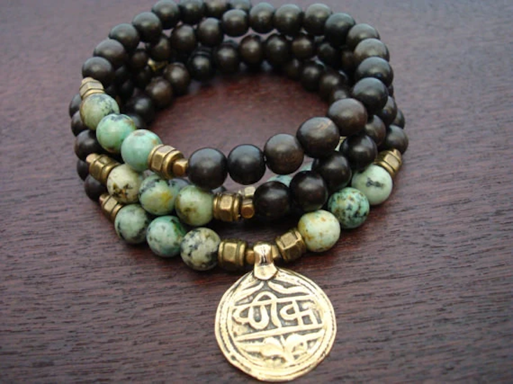Men's African Turquoise Good Health Talisman Mala