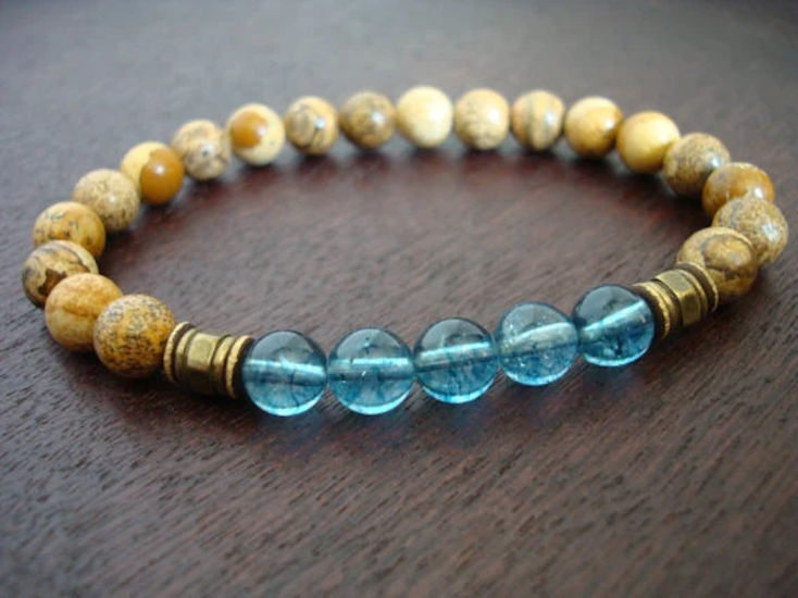 Men's Blue Quartz Wisdom & Manifestation Mala Bracelet