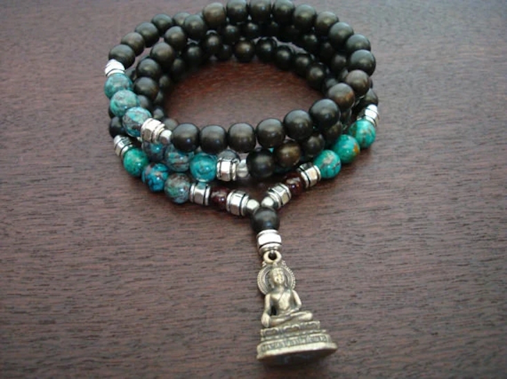 Men's Chrysocolla Positivity Buddha Mala