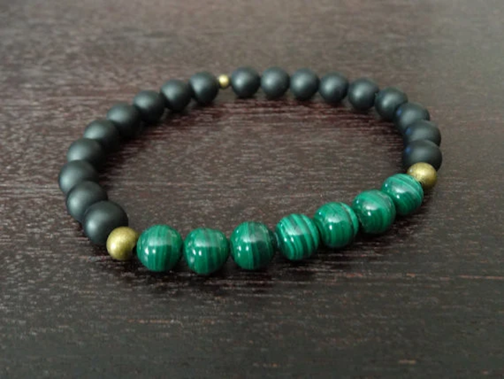 Men's Malachite Protection & Transformation Mala Bracelet