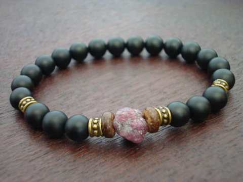 Men's Raw Ruby Compassion Mala Bracelet