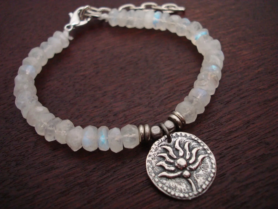 Women's Rainbow Moonstone Lotus Bracelet