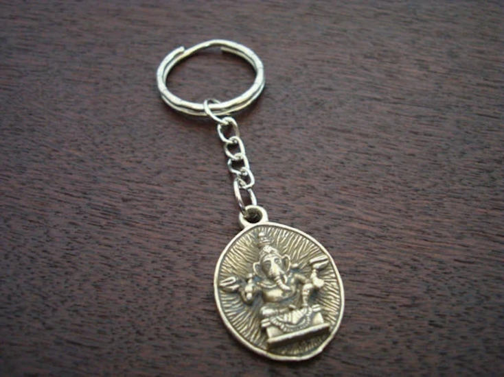 Silver Ganesha Om Key Chain