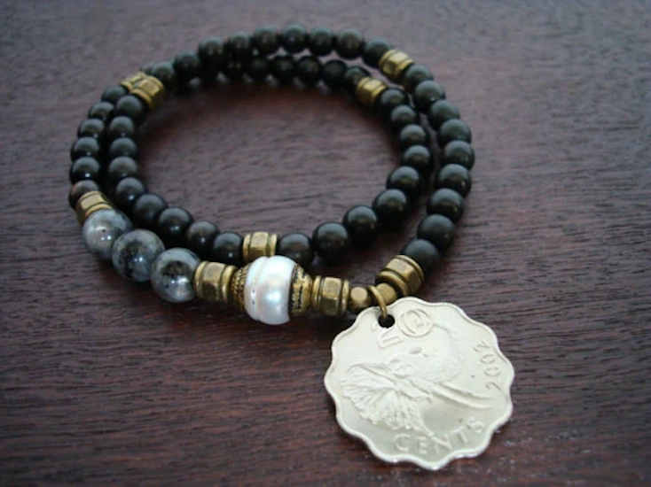 Tibetan Pearl Elephant Coin Mala Bracelet