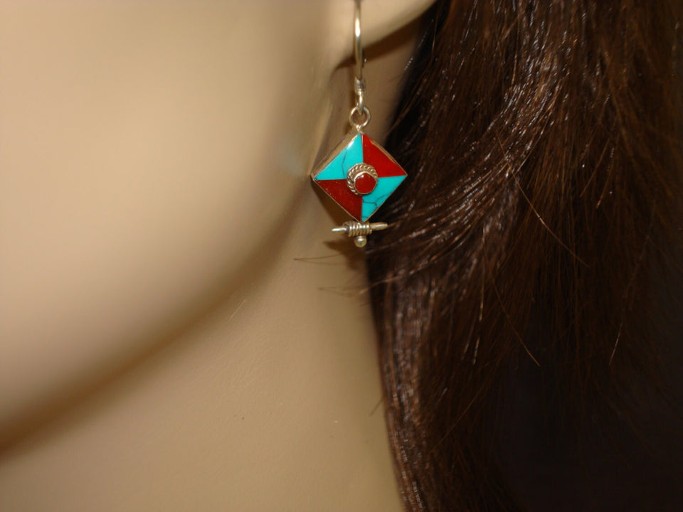 Clearance - Vintage Tibetan Turquoise Earrings