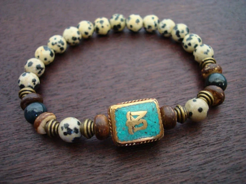Tibetan Turquoise Protection & Willpower Om Mala Bracelet