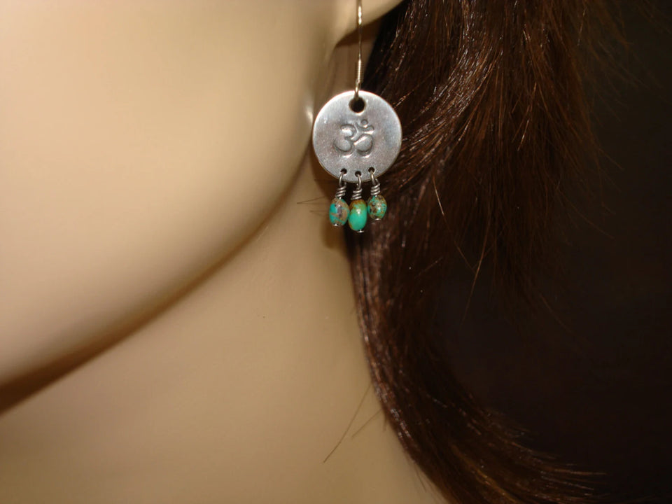 Turquoise Om Earrings