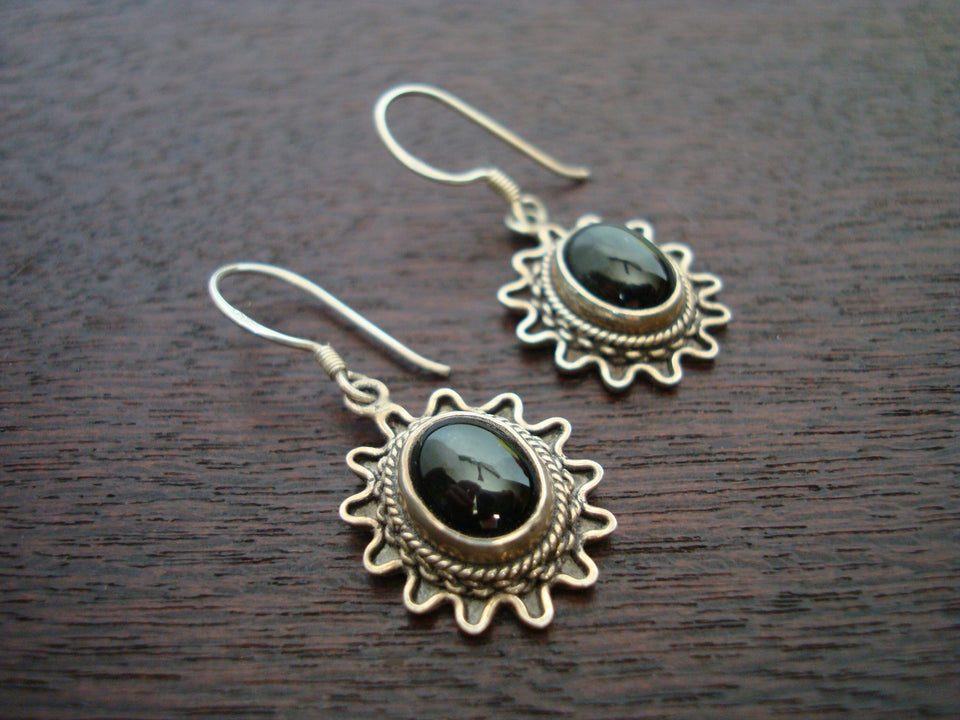 Vintage Tibetan Onyx Earrings