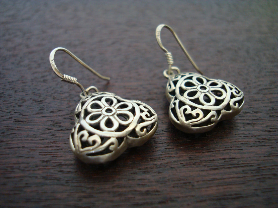 Vintage Tibetan Sterling Silver Earrings