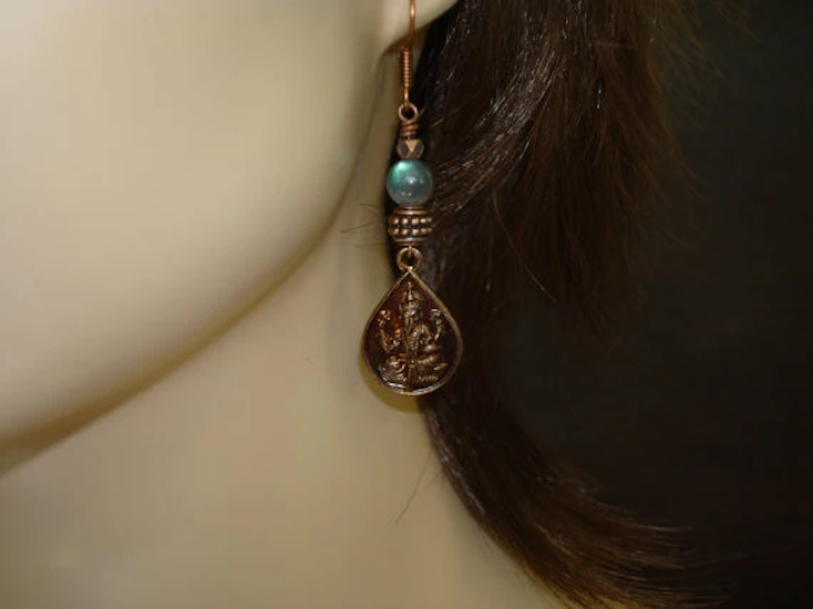 Women's Labradorite Ganesha Earrings