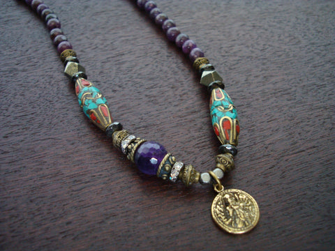 Women's Tibetan Amethyst & Lepidolite Mala