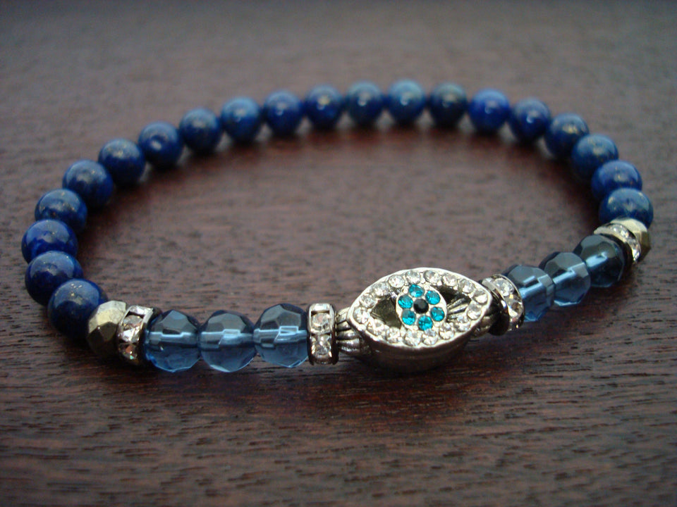 Women's Lapis Lazuli Evil Eye Mala Bracelet