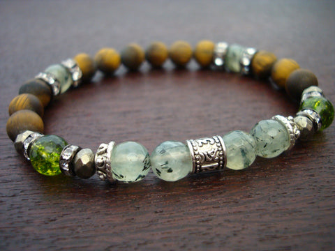 Women's Peridot & Prehnite Protection & Prosperity Mala Bracelet