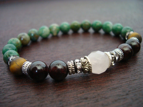 Women's Rose Quartz Love & Good Karma Mala Bracelet