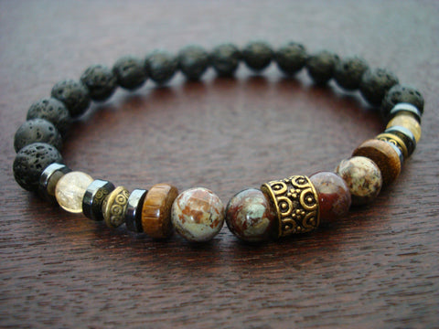 Men's Opal Heart & Solar Plexus Chakra Bracelet
