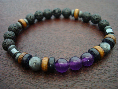 Men's Fair Trade Amethyst Spiritual Wealth Mala Bracelet