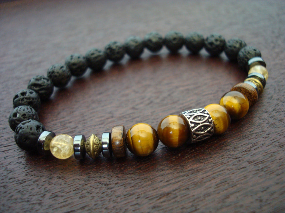 Men's Tiger's Eye Solar Plexus Chakra Mala Bracelet