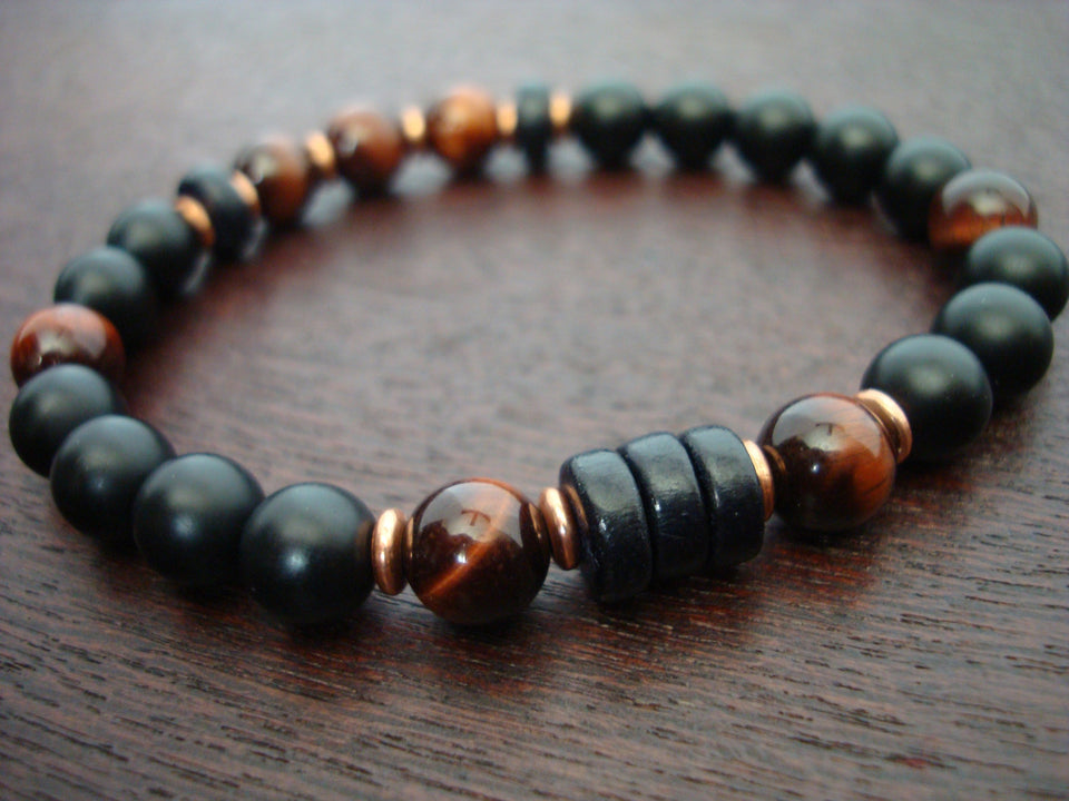Men's Red Tiger's Eye Protection, Power, & Vitality Mala Bracelet