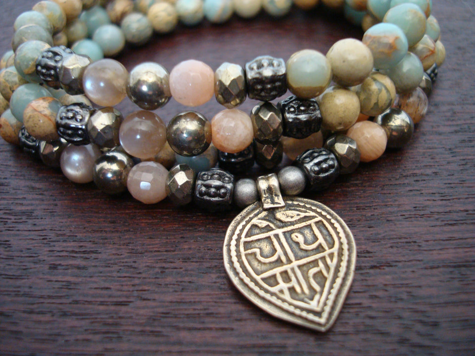 Women's African Opal Good Health Mantra Mala