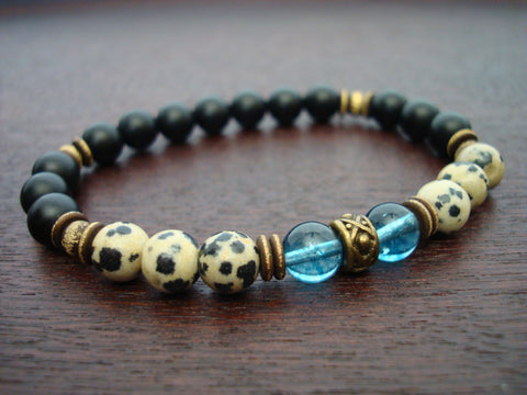 Men's Balancing Blue Quartz Mala Bracelet