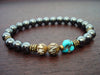 Men's Hematite & Arizona Turquoise Lotus Mantra Mala