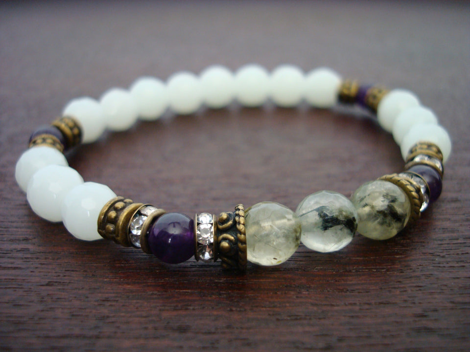 Women's Prehnite & Amethyst Spiritual Knowledge Bracelet