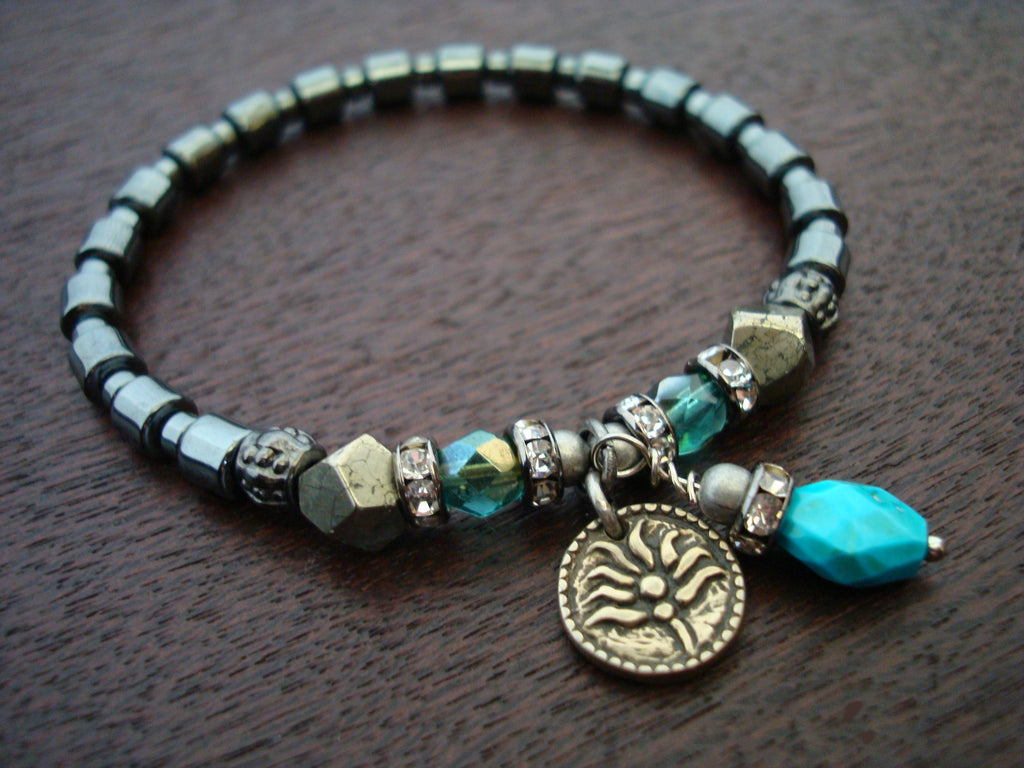 Women's Arizona Turquoise Lotus Mala Bracelet