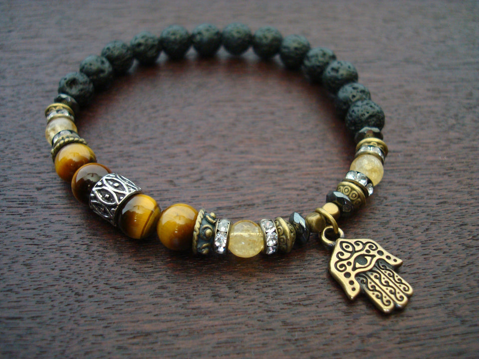 Women's Tiger's Eye Solar Plexus Power Chakra Mala Bracelet